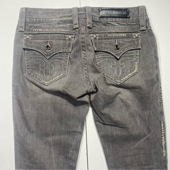 Rock Revival Gray Wash Celine Embroidered Heavy Stitching Skinny Jeans Size 30 - Picture 8 of 13